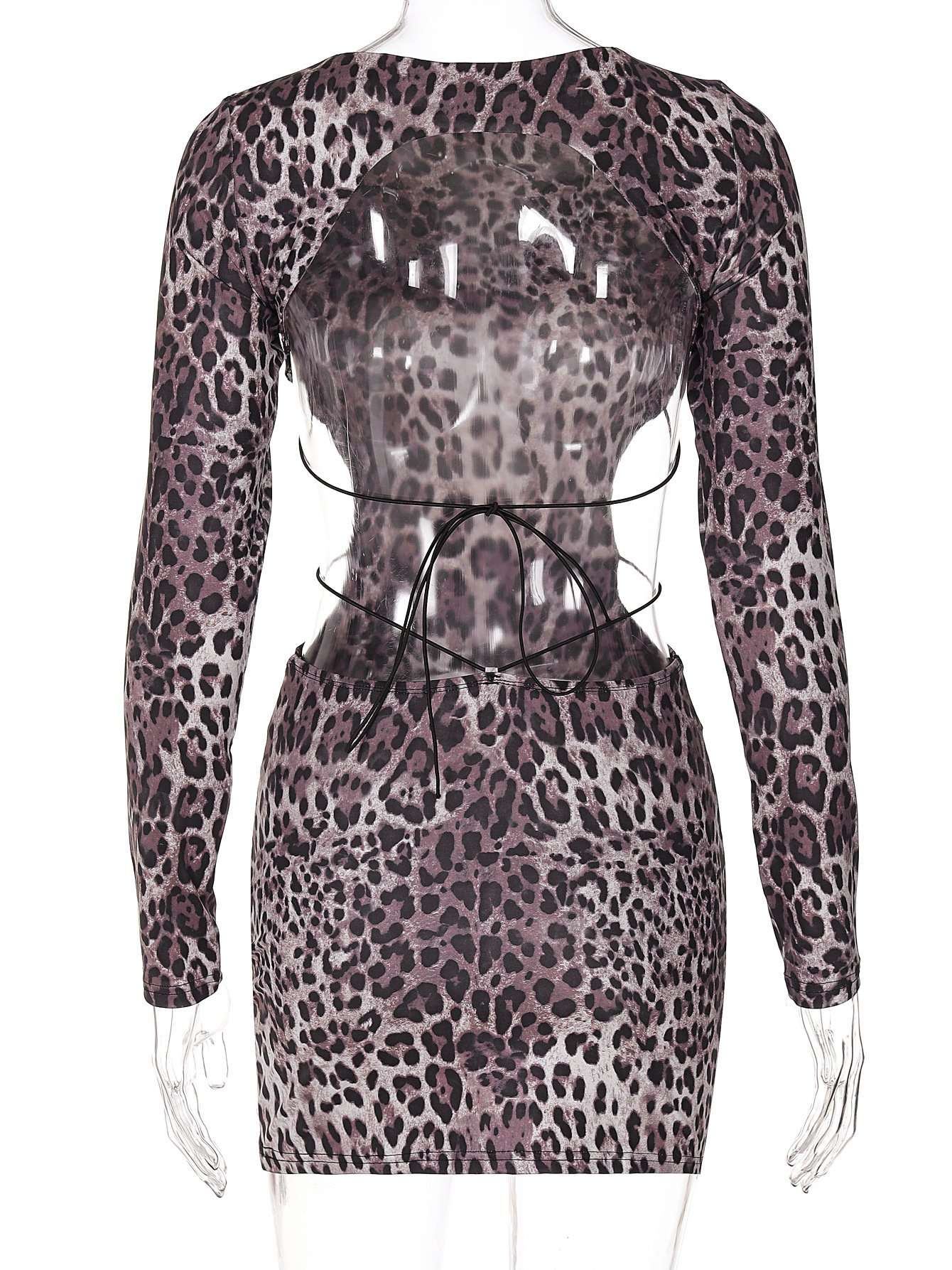 Animal Print Backless  Bodycon Mini Dress image 4