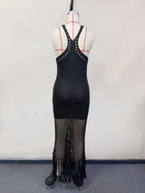 Chic Black Fringe Maxi Dress image 4