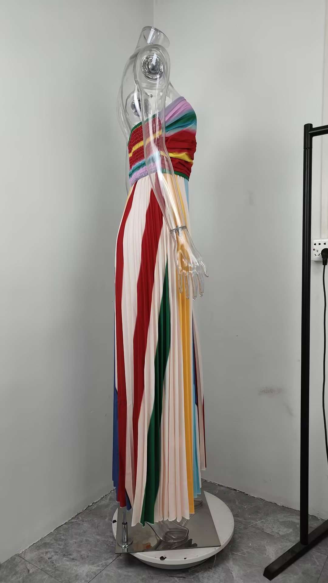 Striped Pleated Maxi Dress image 4