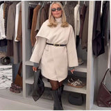 Scarf Collar Solid Midi Coat image 0