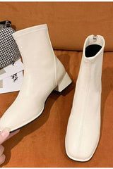 Round Toe PU Boots with Back Zipper image 0