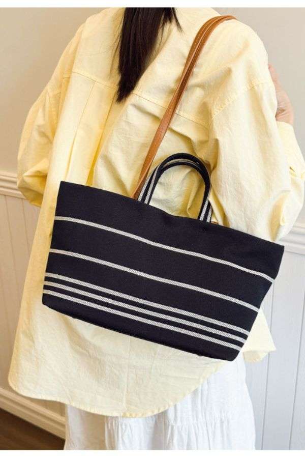 Stylish Striped Tote Bag image 0