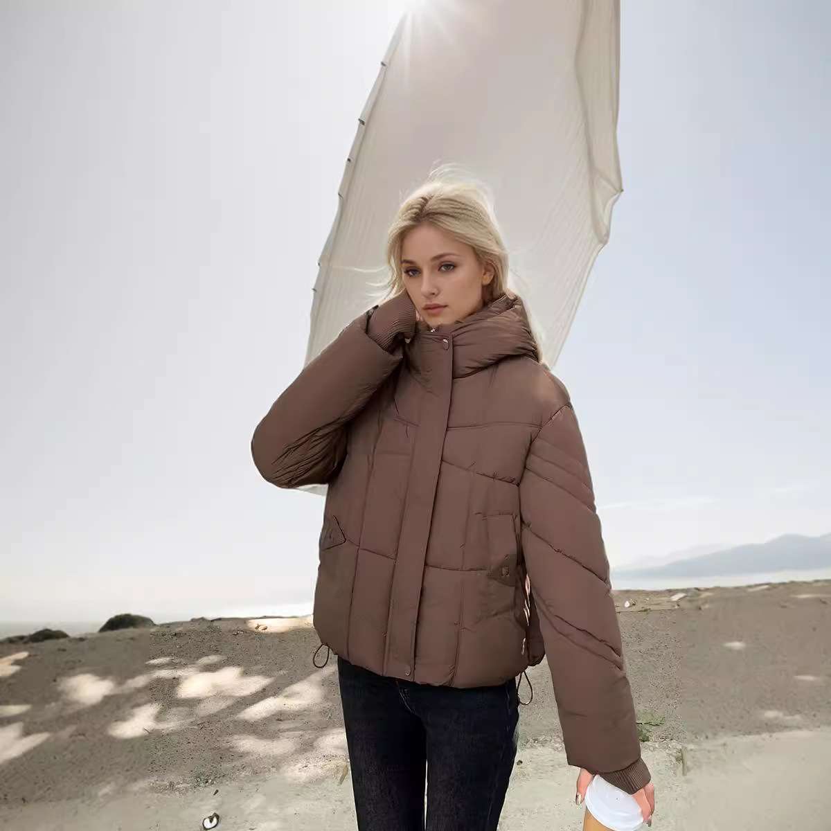 Cloud Quilted Puffer Jacket - XL, Brown image