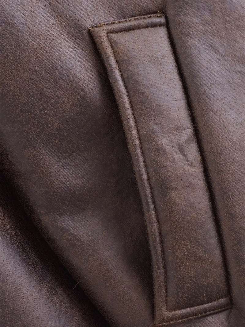 Shearling-Lined Faux Leather Aviator Jacket image 7