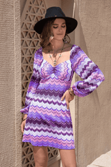 Printed Sweetheart Neck Balloon Sleeve Dress image 4