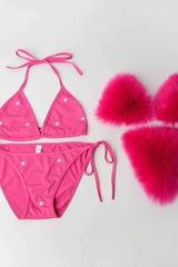 Sexy Fluffy Fur Bikini Swimwear Two Piece Set image 1