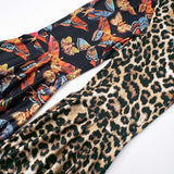 Mixed Print Flare Pants with Crossover Waist image 4