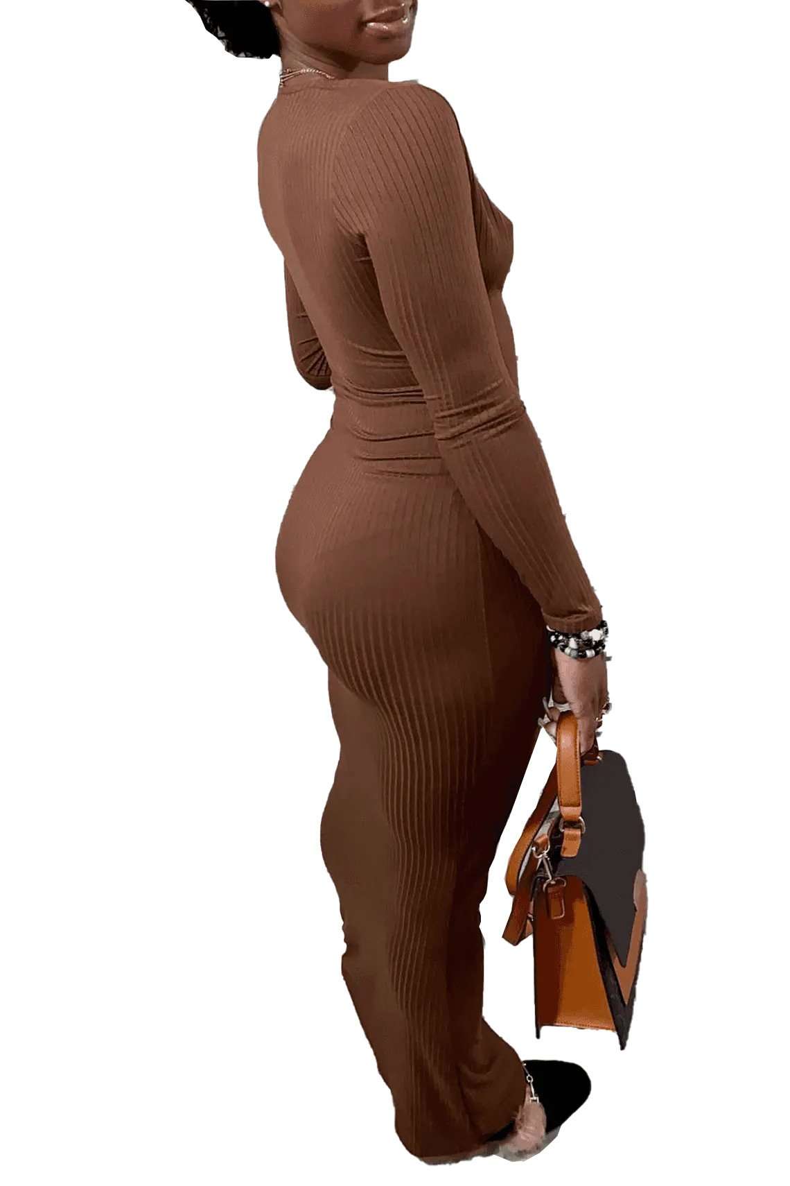 Deep V Cut Fitted Maxi Dress image 3