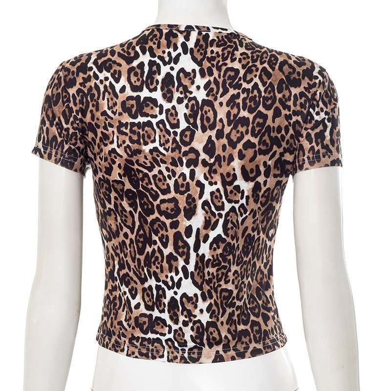 Leopard Print Top with Keyhole & Bow Detail image 2