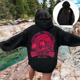 Oversize Backprint Pullover Hoodie - XL, Black image