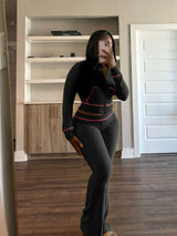 LuxeFit Hooded Lounge Set - S, Black image