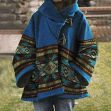 Ethnic Casual Tribal Hooded Jacket Coat - L, Multi Blue image