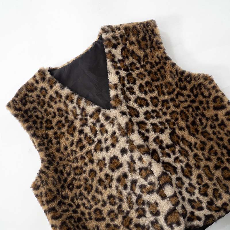 Leopard Print V-neck Loose Vest Jacket image 4