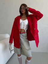 Heart-Shaped Rhinestone Studded Suit - L, Red image