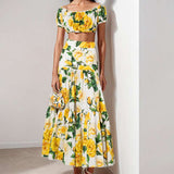 Floral Off-Shoulder Crop Top & Maxi Skirt Set image 2