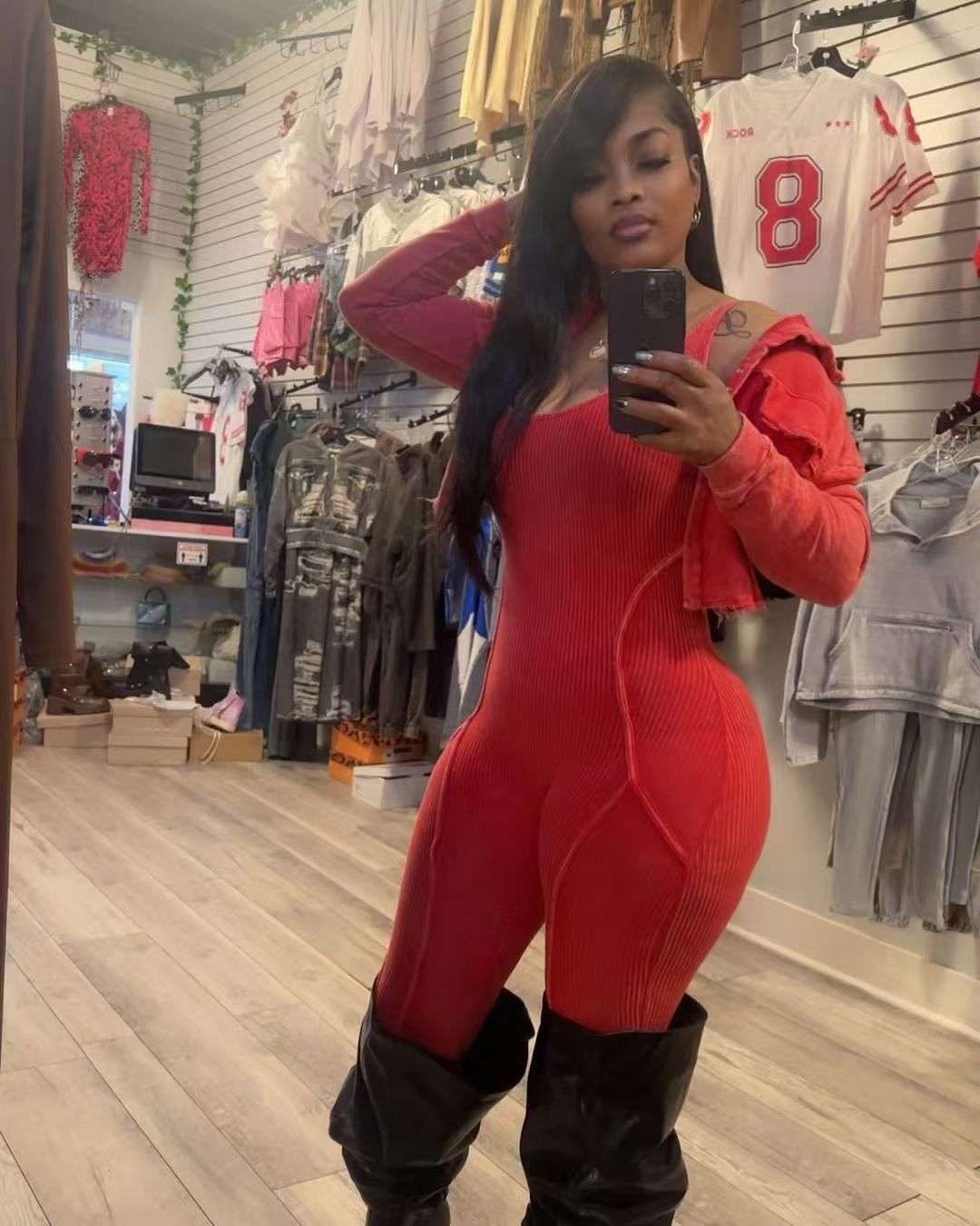 Jumpsuit Cropped Jacket Set - S, Orange image