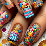 Colorful Birthday Celebration Nail Art Set image 0