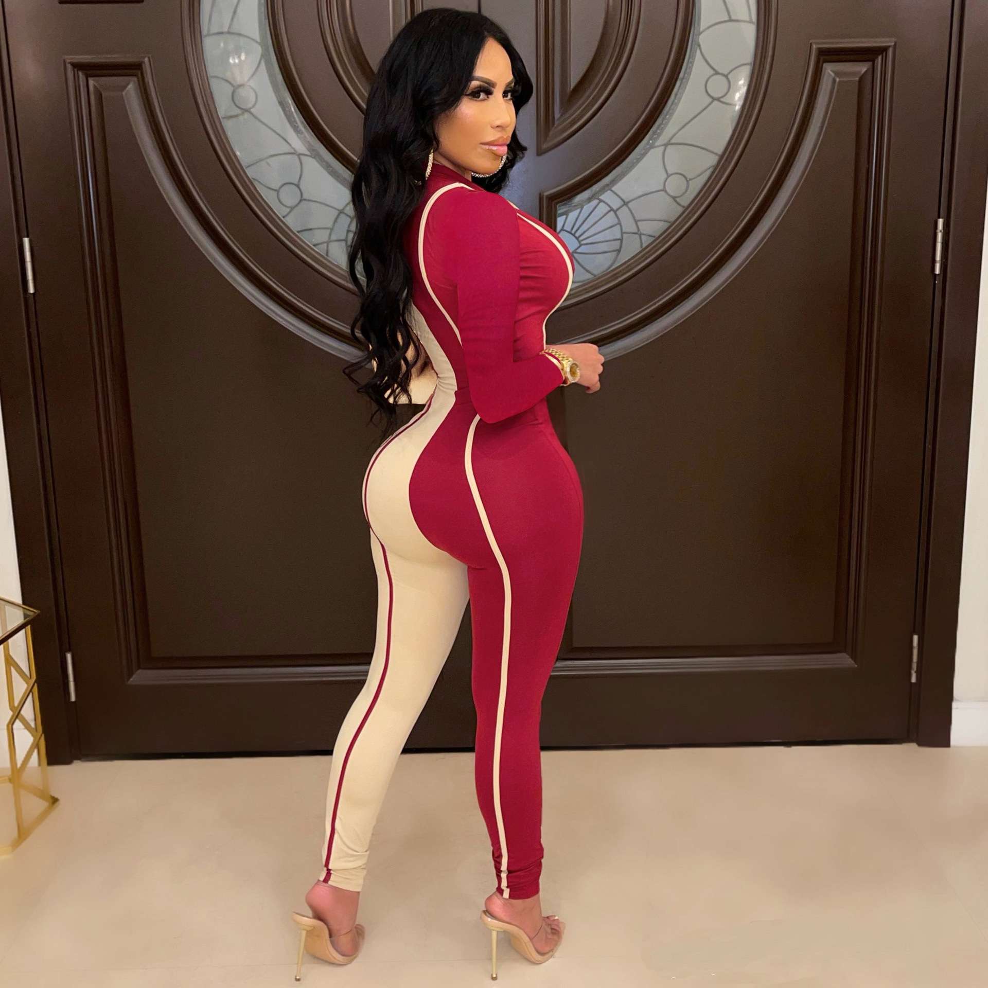 Fashion Printed Clubwear Zipper Skinny Jumpsuit image 2