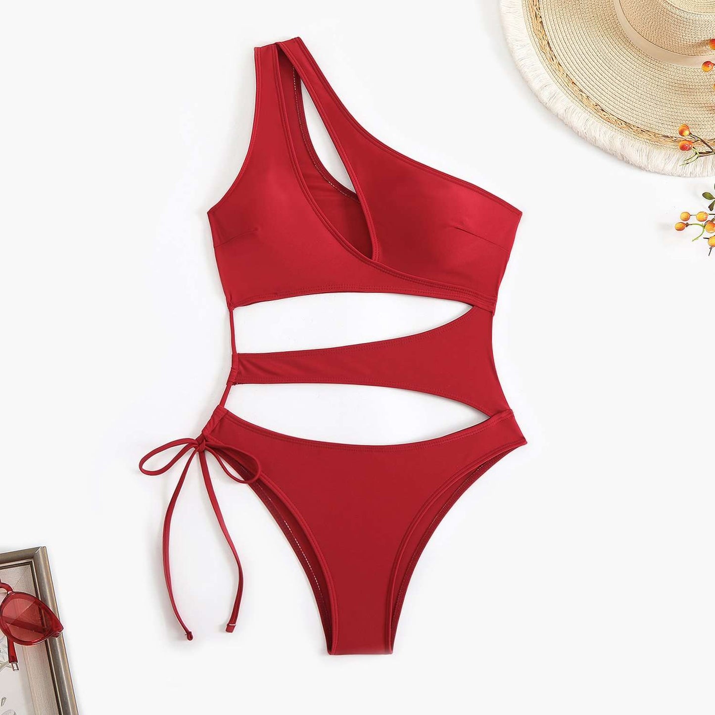 Asymmetric Cut-Out One-Piece Swimsuit image 5