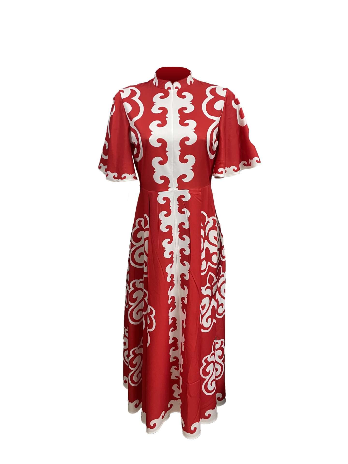 Patterned Maxi Dress with Short Sleeves image 6