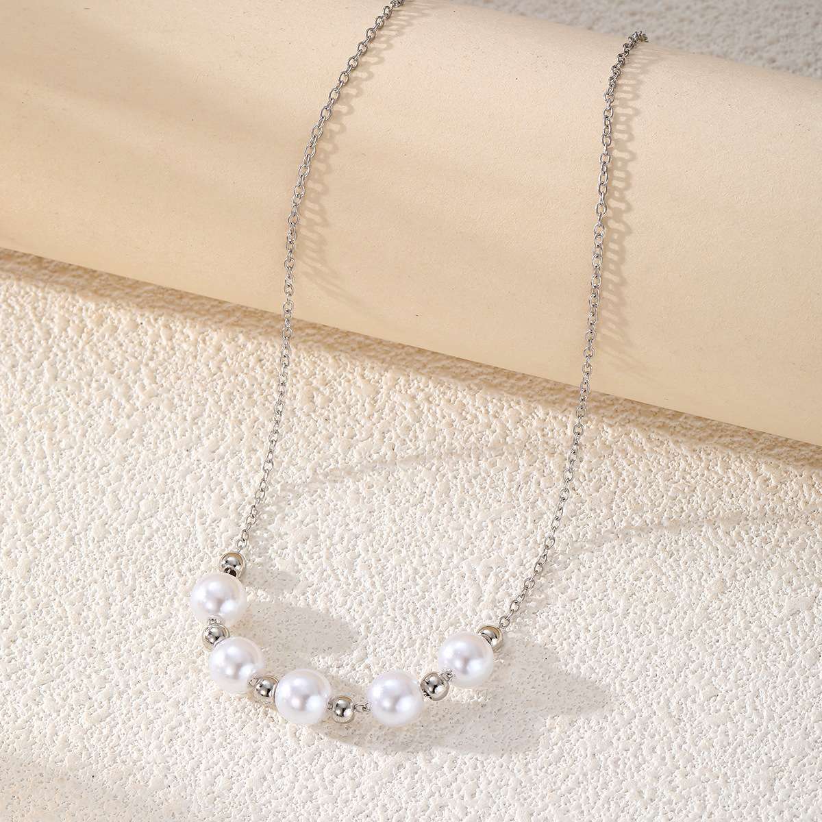 Pearl and Silver Bead Necklace image 3