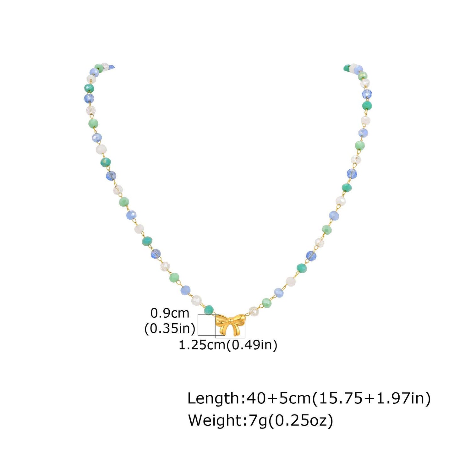 Beaded Necklace with Gold Bow Pendant image 2