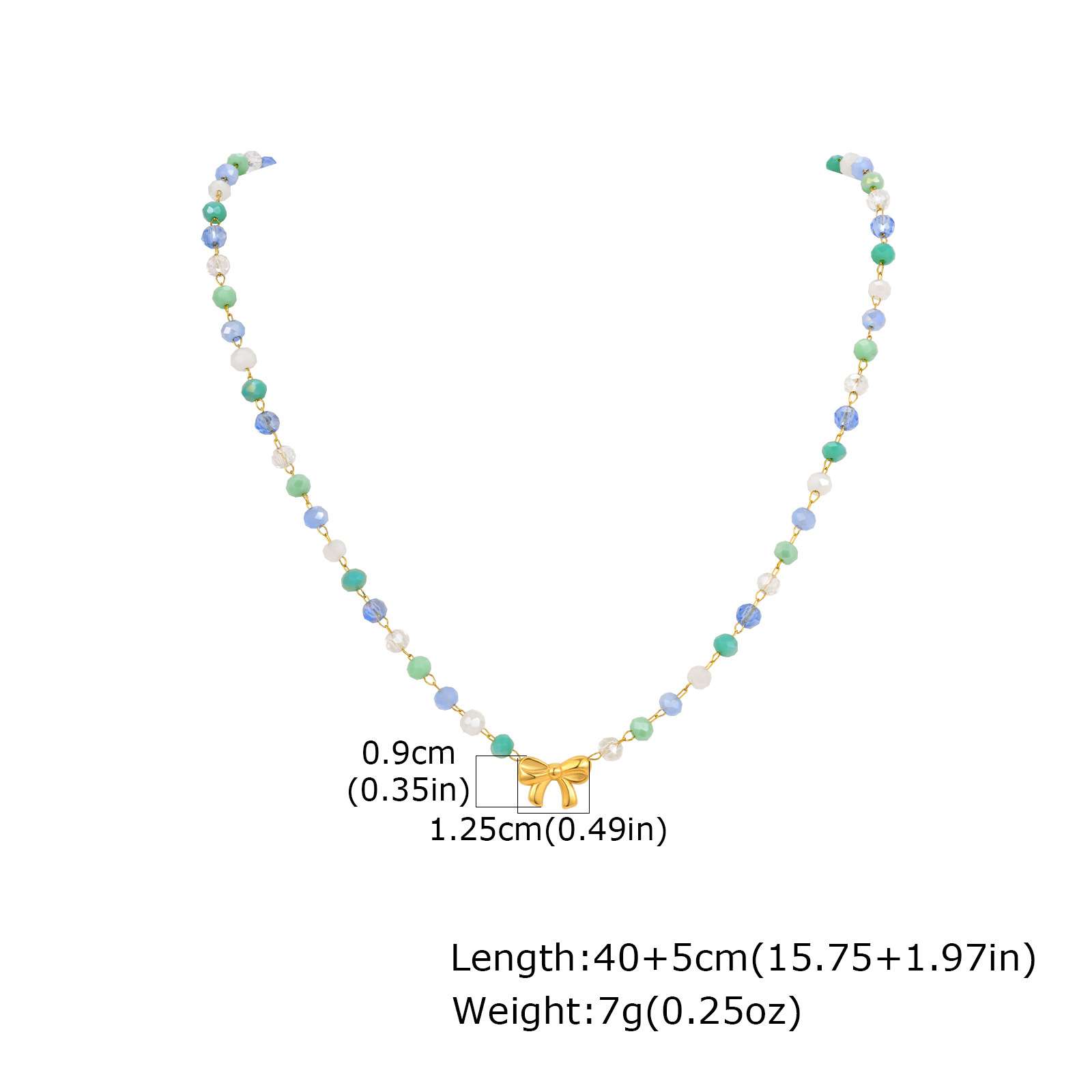 Beaded Necklace with Gold Bow Pendant image 2