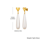 Elegant Gold Heart and Pearl Drop Earrings image 3