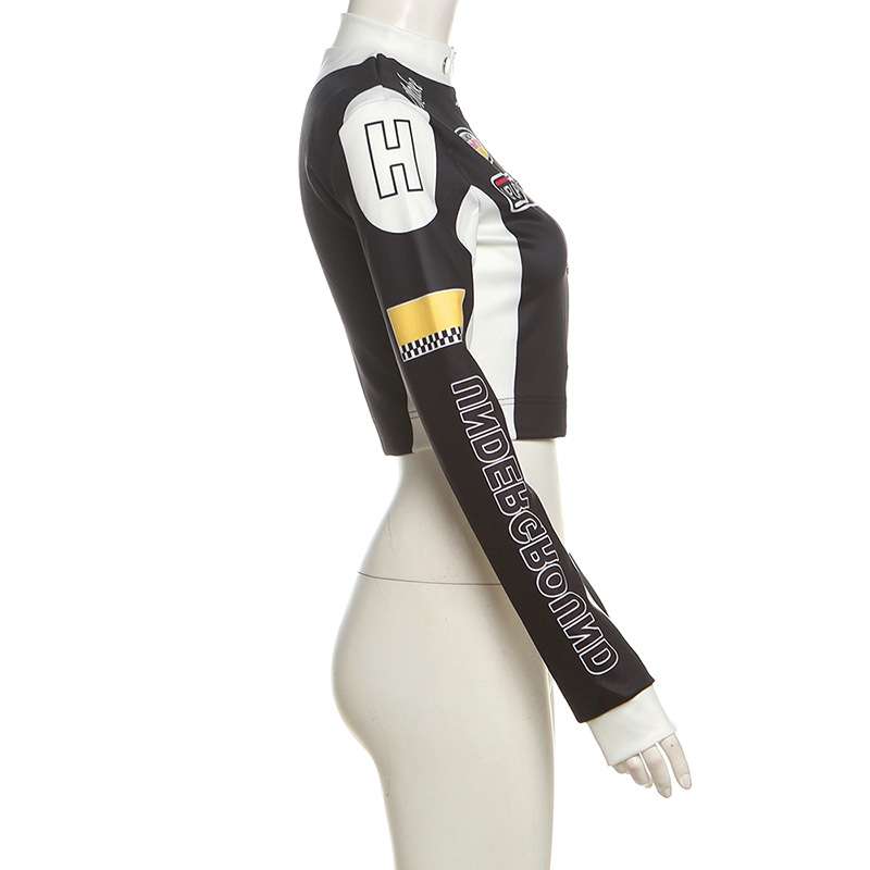 Colorblock High Neck Biker Jacket image 4