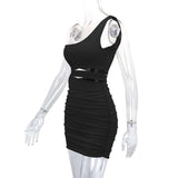 One-Shoulder Ruched Cutout Bodycon Mini Dress image 7