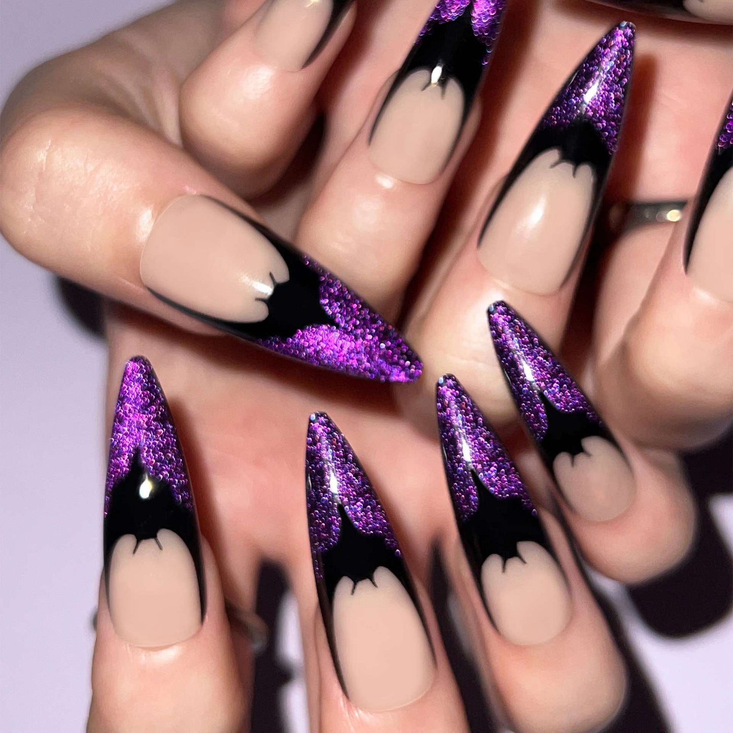 Glitter Bat Wing Nail - Free Size, Purple image