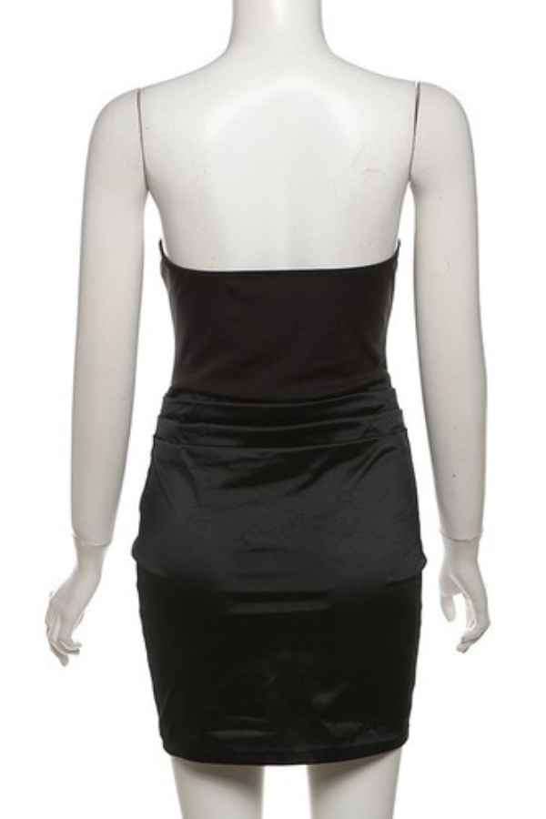 Sexy Off Shoulder Satin Patched Night Out Mini Dress image 3