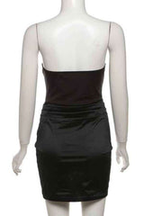 Sexy Off Shoulder Satin Patched Night Out Mini Dress image 3