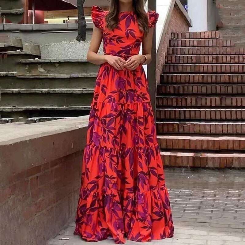 Elegant Floral Print Long Dress image 1