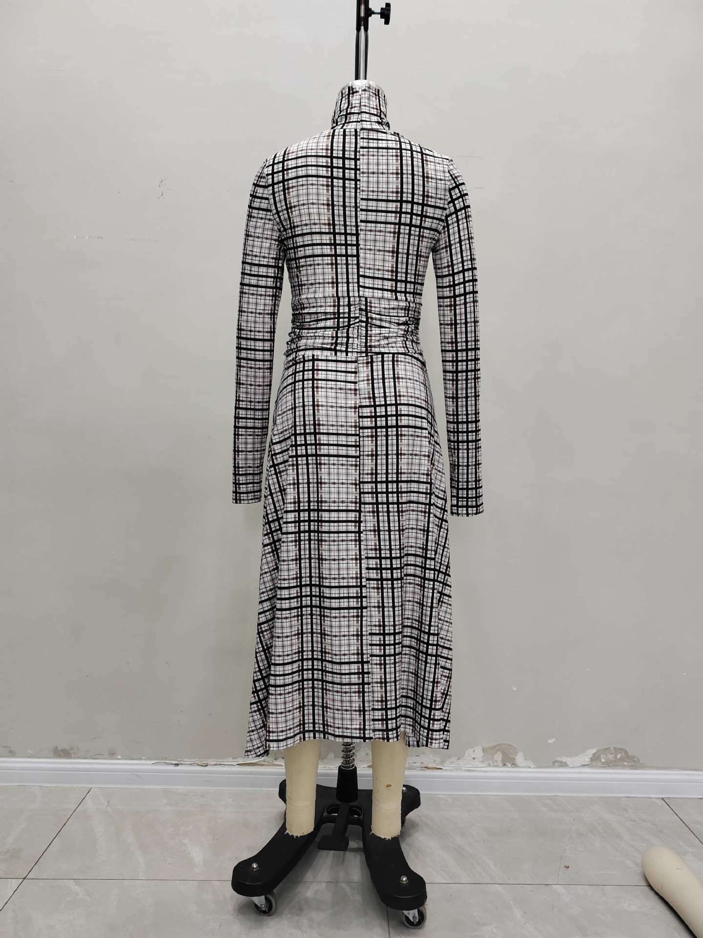 Plaid Wrap Dress with High Slit image 5