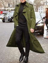Classic Belted Overcoat Long Trench Coat - M, Army Green image