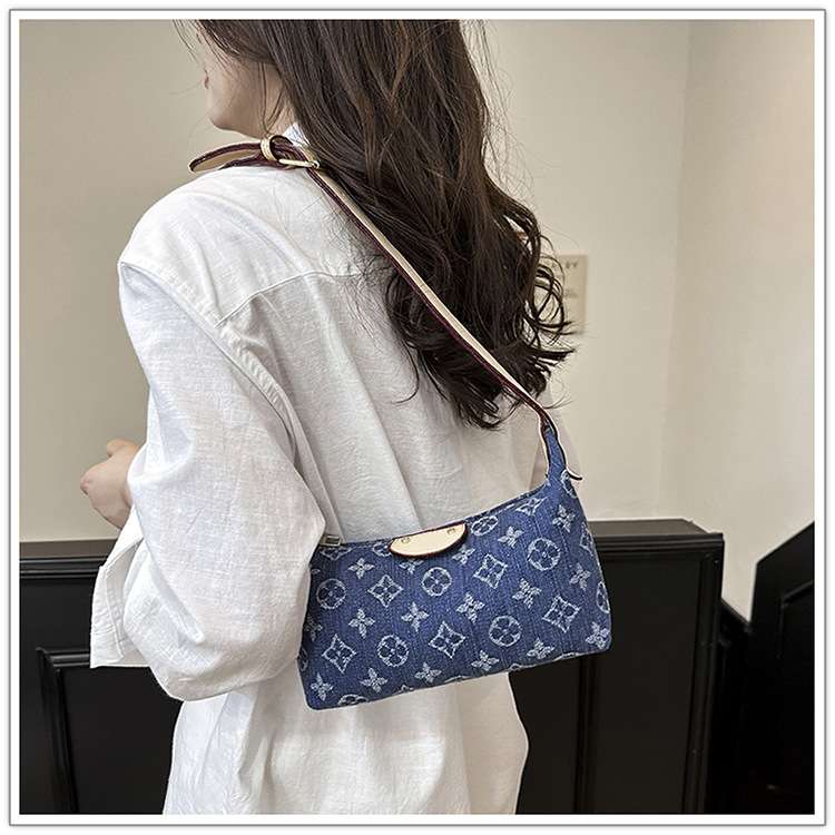 Denim Monogram Shoulder Bag