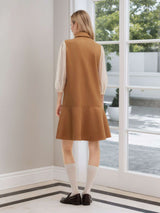 Button-Front Dress with White Sleeve Detail image 5