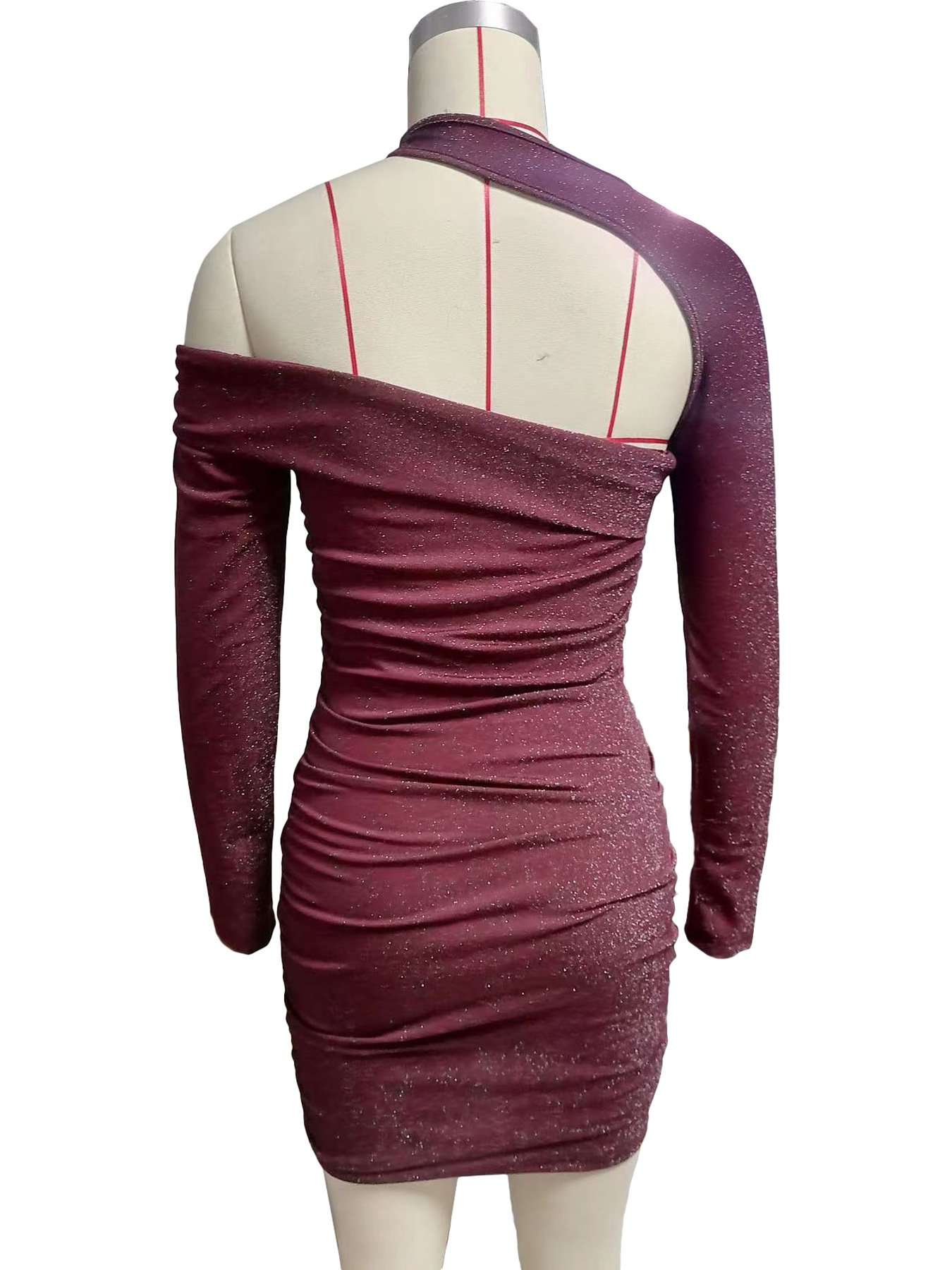 Asymmetrical Neck Ruched Dress image 4