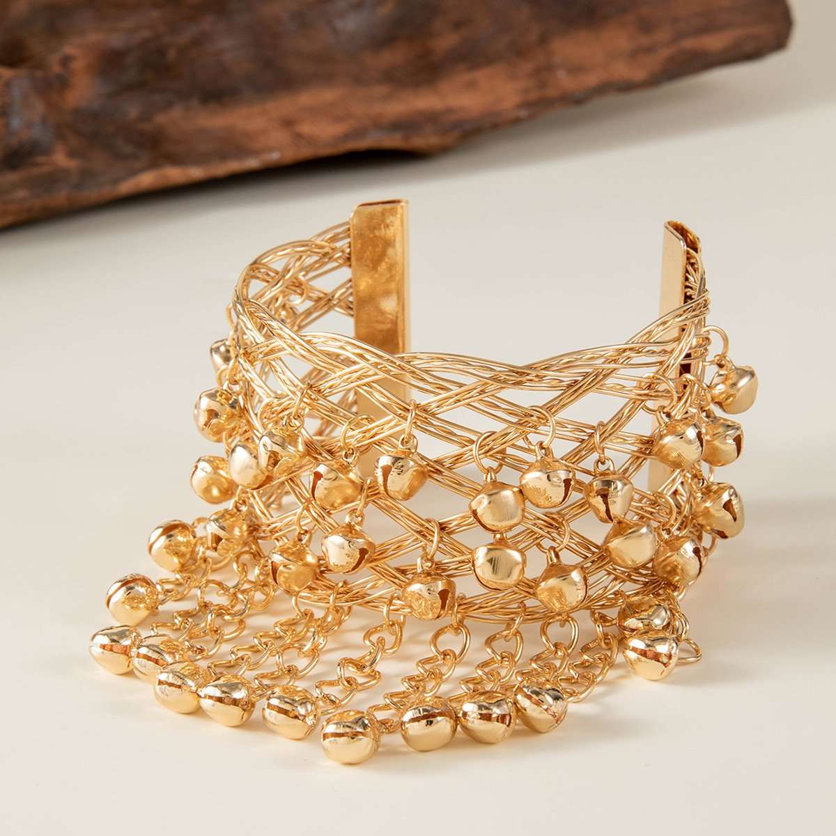 Beaded Cuff Bracelet with Dangling Charms image 1