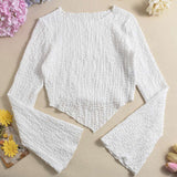 Asymmetric Flared Sleeves Crop Top image 5