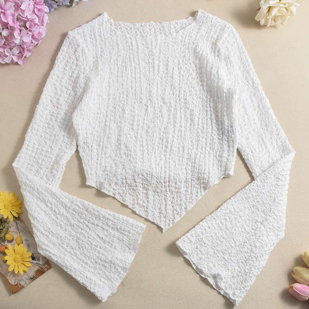 Asymmetric Flared Sleeves Crop Top image 5