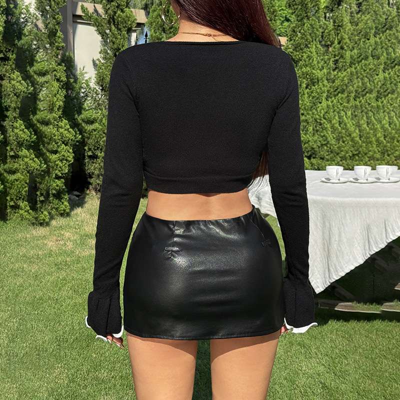 Lace-Up Long Sleeve Top Sweater Cardigan image 4