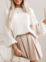 Knit Cardigan with Bow Accents - M, White image