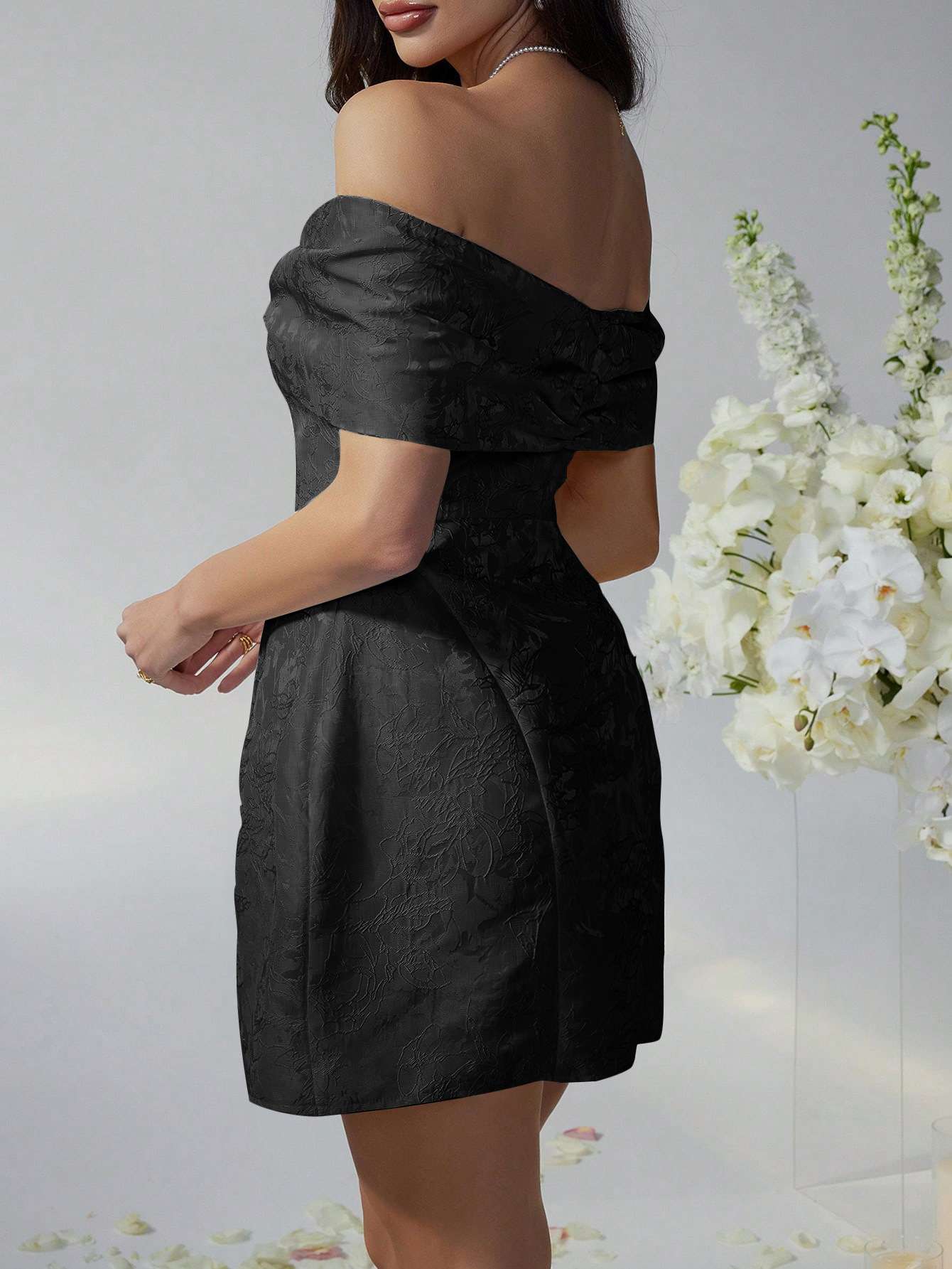 Off-Shoulder Dress with Bow Detail image 4
