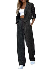 Fashion Straight Pants Suit - M, Black image
