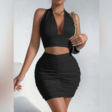 Halter Neck Crop Top & Mini Skirt Set image 1