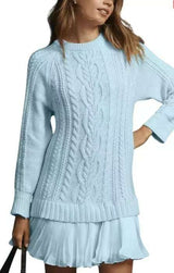Cable Knit Sweater Dresswith Pleated Hem image 4