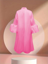 Flared Sleeve Solid Midi Dress image 2