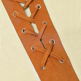 Waffle Pullover Long Sleeve Lace Up Band Collar image 7